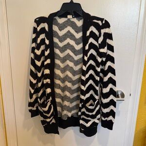 Black and white striped cardigan